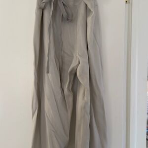 Elegant Gray sheer pants w paper bag waist